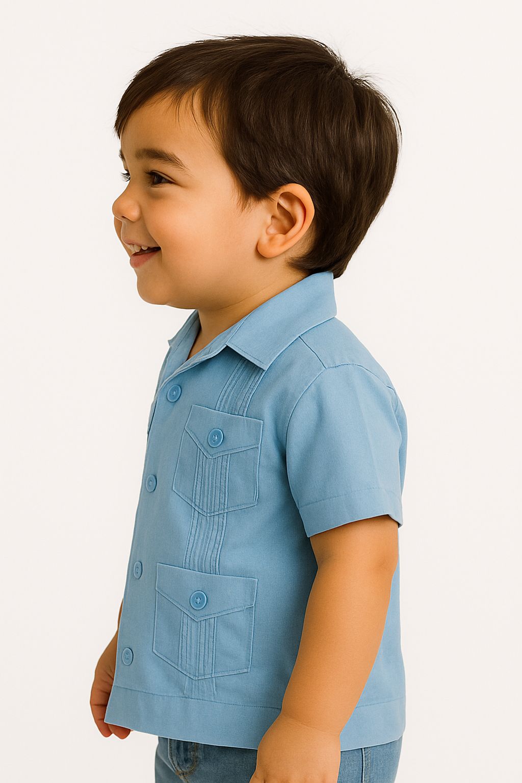 Boys Guayabera Short Sleeve Cotton Shirt by BOHIO - NATURAL - Color Options - BTCG1510 - 6 PCS/PRE-PACK