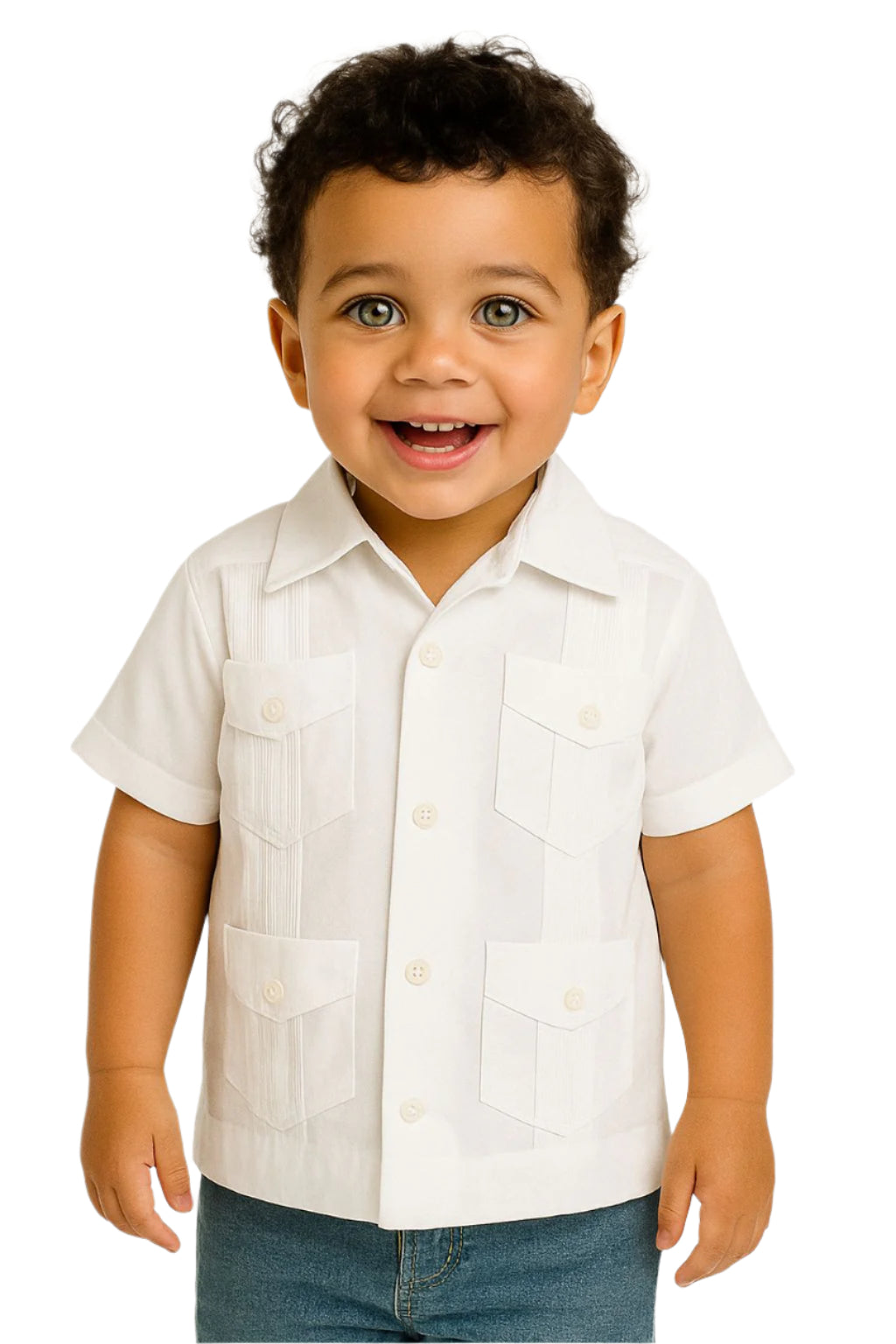 Boys Guayabera Short Sleeve Cotton Shirt by BOHIO - NATURAL - Color Options - BTCG1510 - 6 PCS/PRE-PACK