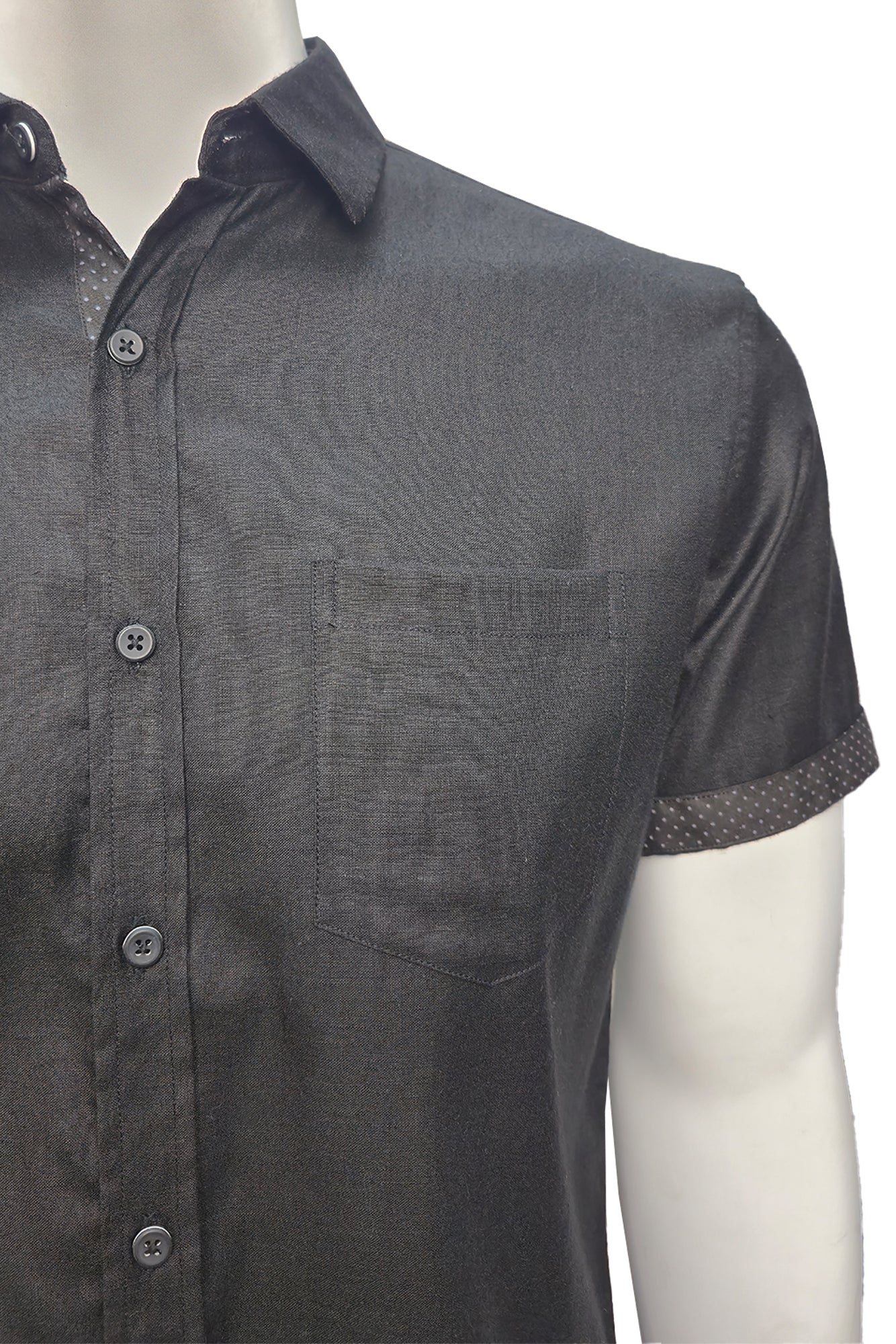 Men LINEN LOOK S/S Button Down Shirt Contrast Slv Trim-LT.BLUE-BUR3621 - Color Options - 8 PCS/PRE-PACK