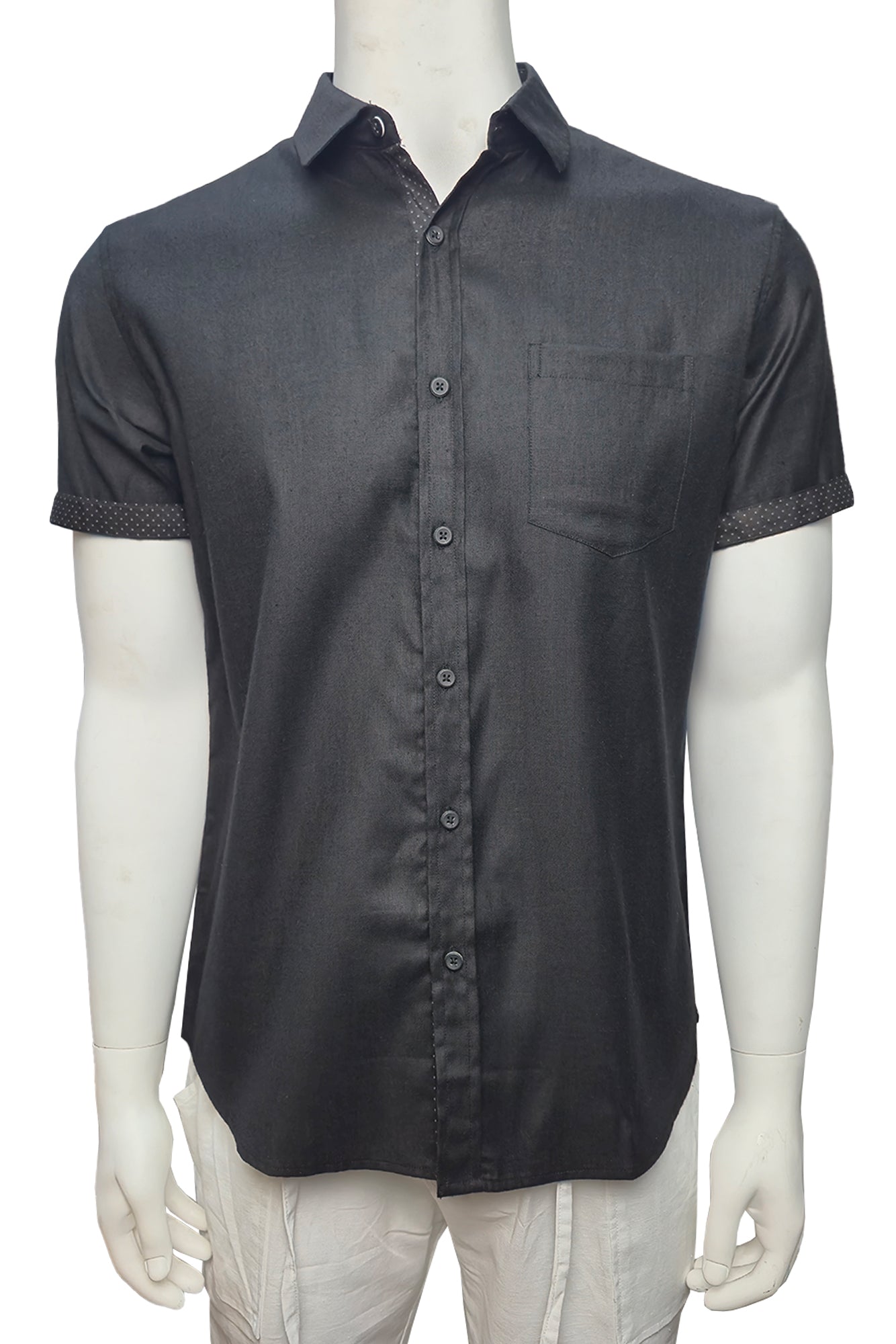 Men LINEN LOOK S/S Button Down Shirt Contrast Slv Trim-LT.BLUE-BUR3621 - Color Options - 8 PCS/PRE-PACK