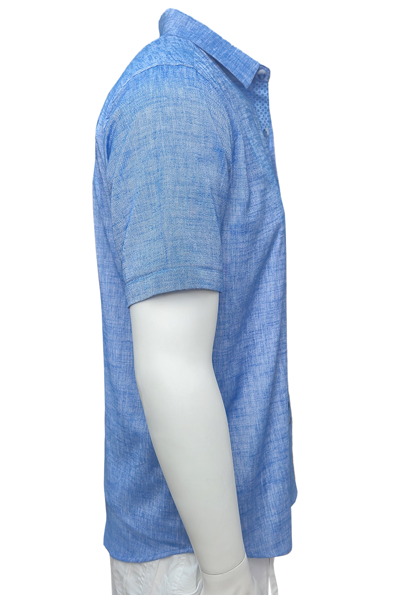 Men LINEN LOOK S/S Button Down Shirt Contrast Slv Trim-BLUE- Color Options - BUR3622 - 8 PCS/PRE-PACK