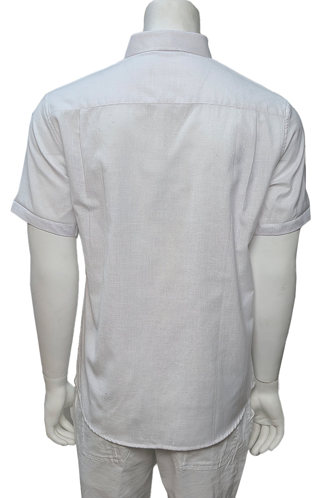 Men LINEN LOOK S/S Button Down Shirt Contrast Slv Trim-BLUE- Color Options - BUR3622 - 8 PCS/PRE-PACK