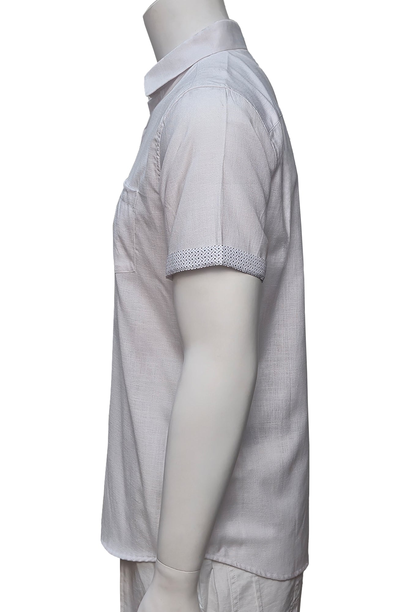 Men LINEN LOOK S/S Button Down Shirt Contrast Slv Trim-BLUE- Color Options - BUR3622 - 8 PCS/PRE-PACK