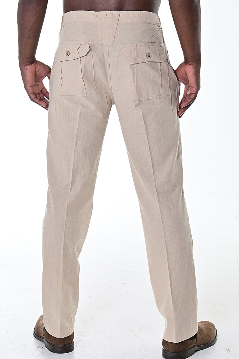 Men Cotton Gauze Drawstring Pants-GREY-MCP1435 - 6 PCS/PRE-PACK