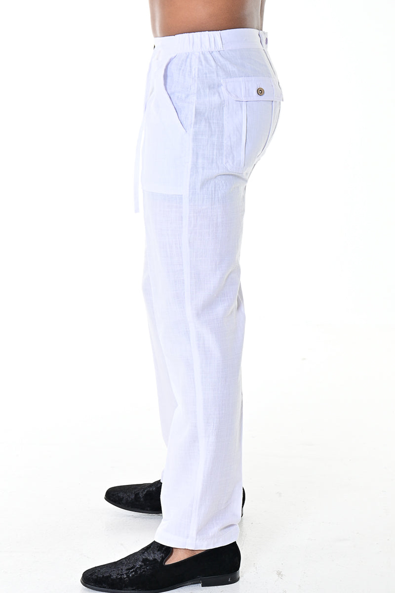 Men Cotton Gauze Drawstring Pants-GREY-MCP1435 - 6 PCS/PRE-PACK