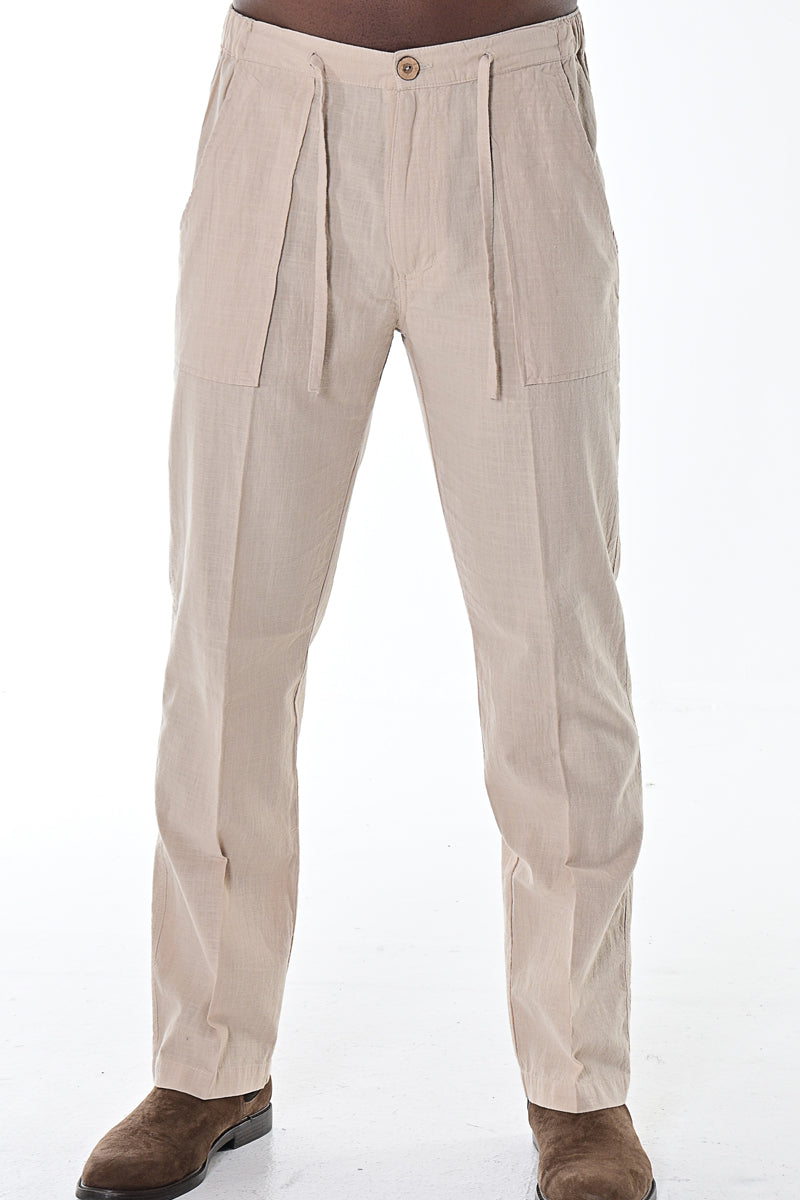 Men Cotton Gauze Drawstring Pants-GREY-MCP1435 - 6 PCS/PRE-PACK