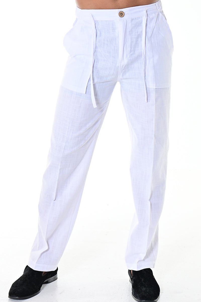 Men Cotton Gauze Drawstring Pants-GREY-MCP1435 - 6 PCS/PRE-PACK
