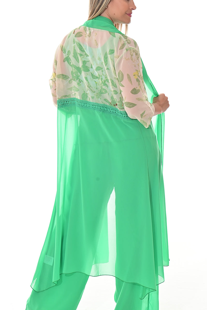 Ladies Shawl Kimono Kaftan Long Length-ORANGE FLORAL-COLOR OPTIONS-LSB409 - 6 PCS/PRE-PACK
