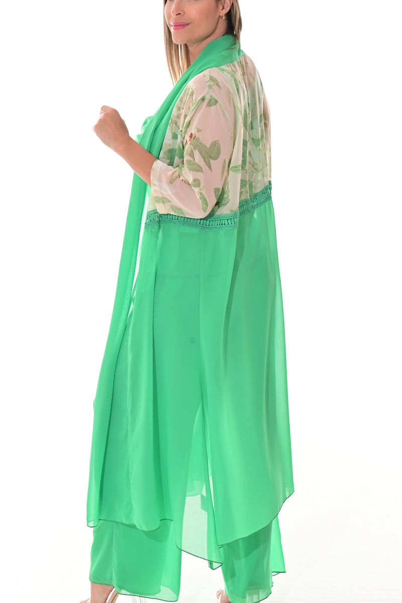 Ladies Shawl Kimono Kaftan Long Length-ORANGE FLORAL-COLOR OPTIONS-LSB409 - 6 PCS/PRE-PACK