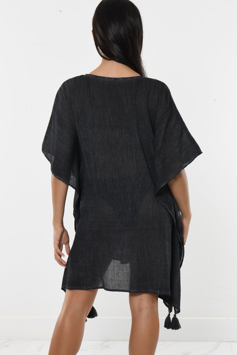 Women's Beach Cover-Up Square Tunic BLACK by Azucar - LCT201 - 6 PCS/PRE-PACK