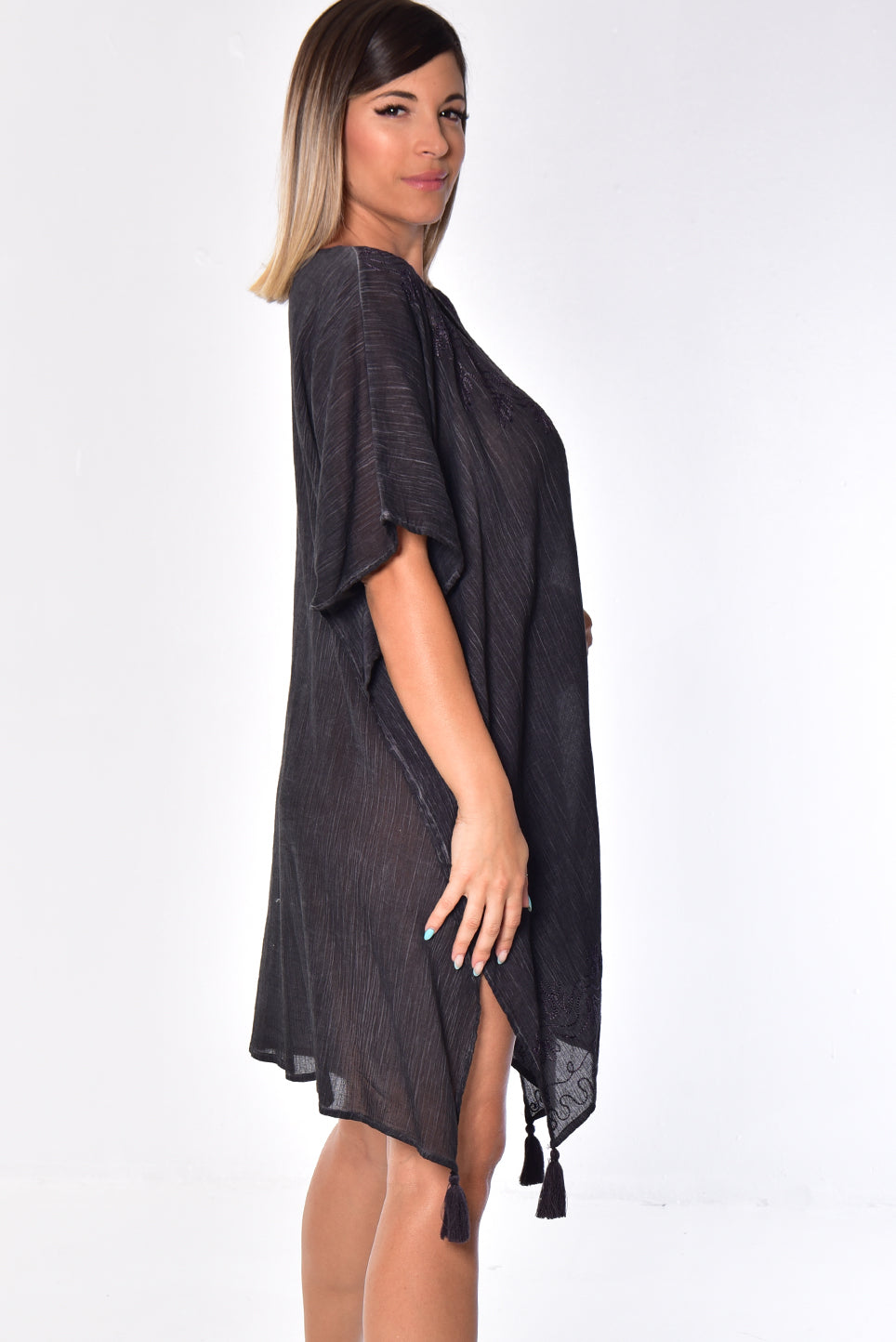 Women's Beach Cover-Up Square Tunic BLACK by Azucar - LCT201 - 6 PCS/PRE-PACK