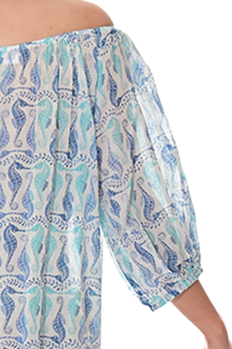 Swimsuit Cover-Up Off-the-Shoulder Seahorse Print by AZUCAR - LCD3587 - 6 PCS/PRE-PACK