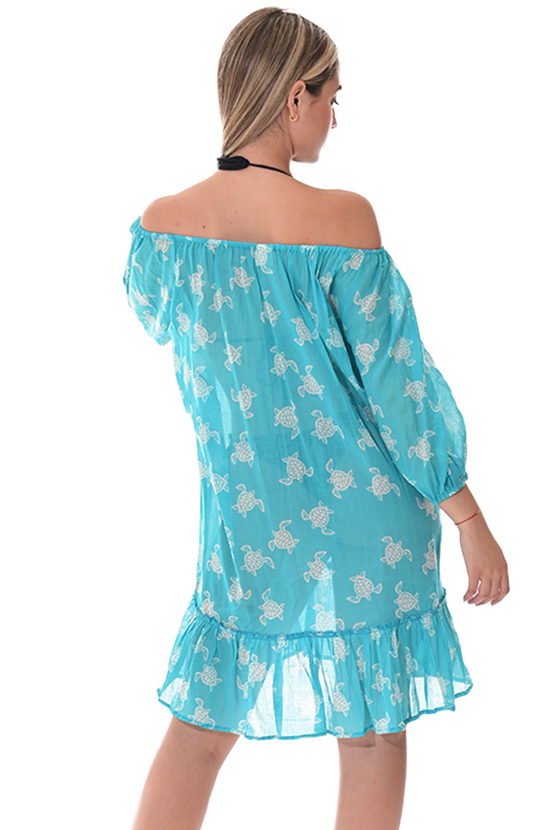 Swimsuit Cover-Up Off-the-Shoulder Turtle Print by AZUCAR - LCD3588 - 6 PCS/PRE-PACK
