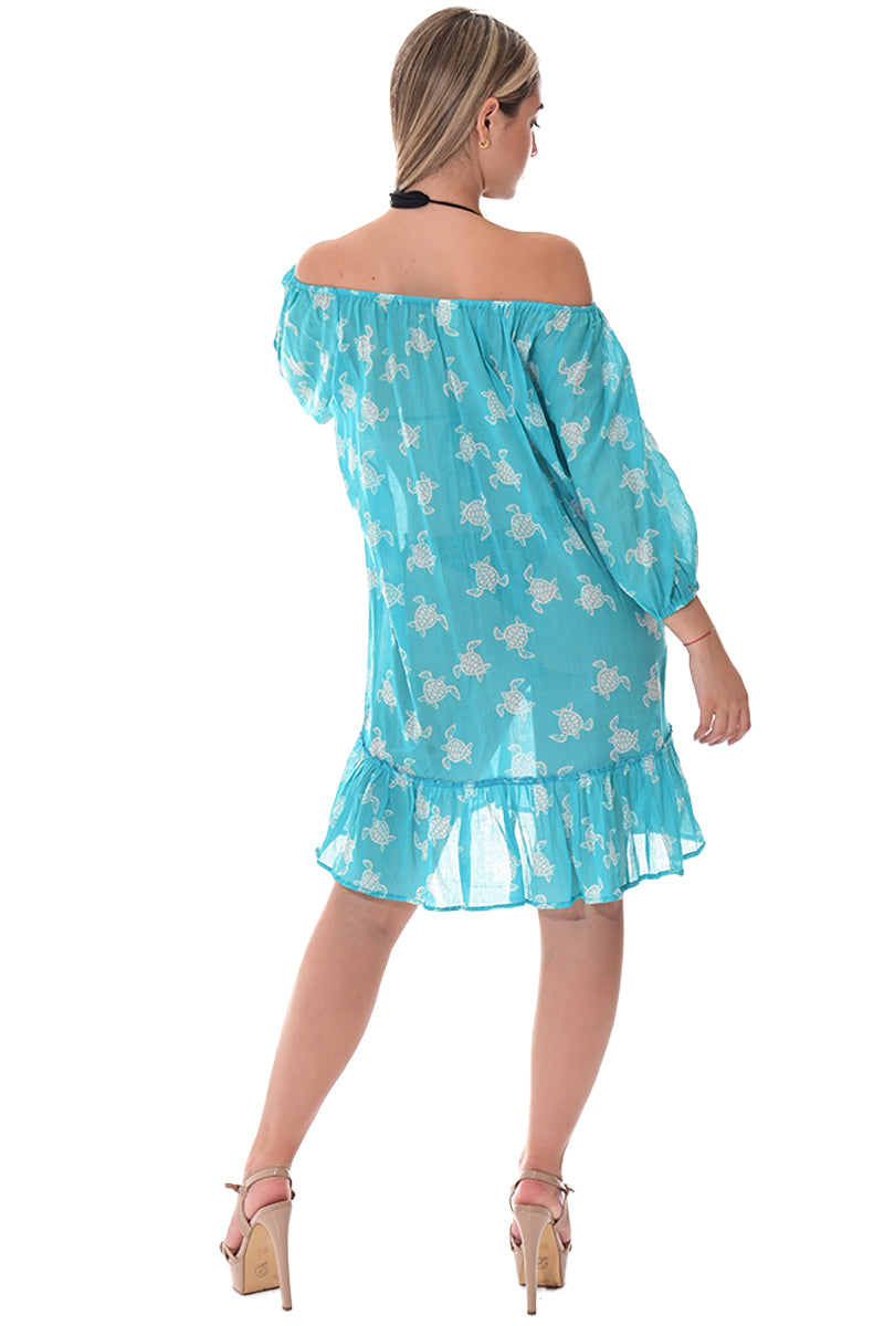 Swimsuit Cover-Up Off-the-Shoulder Turtle Print by AZUCAR - LCD3588 - 6 PCS/PRE-PACK