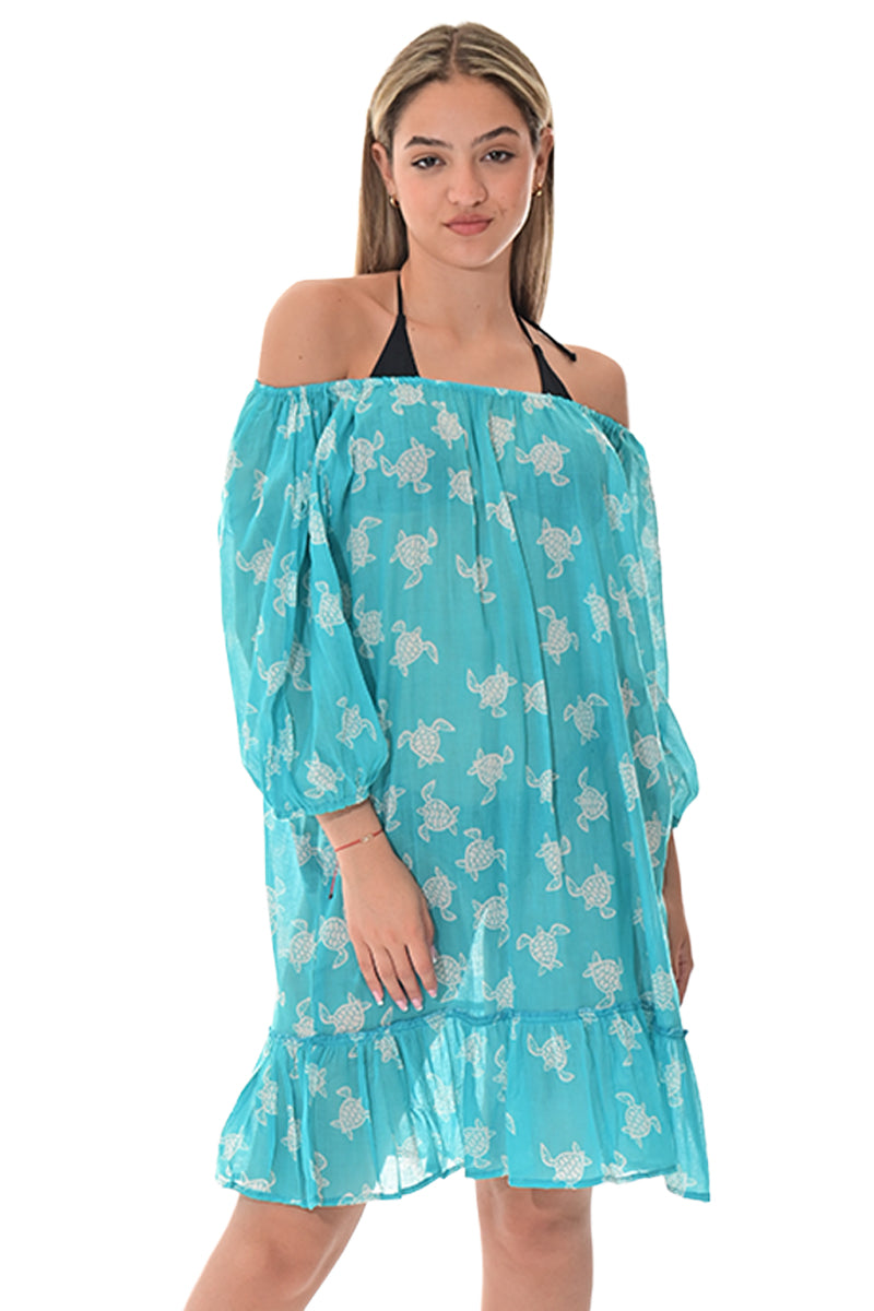 Swimsuit Cover-Up Off-the-Shoulder Turtle Print by AZUCAR - LCD3588 - 6 PCS/PRE-PACK