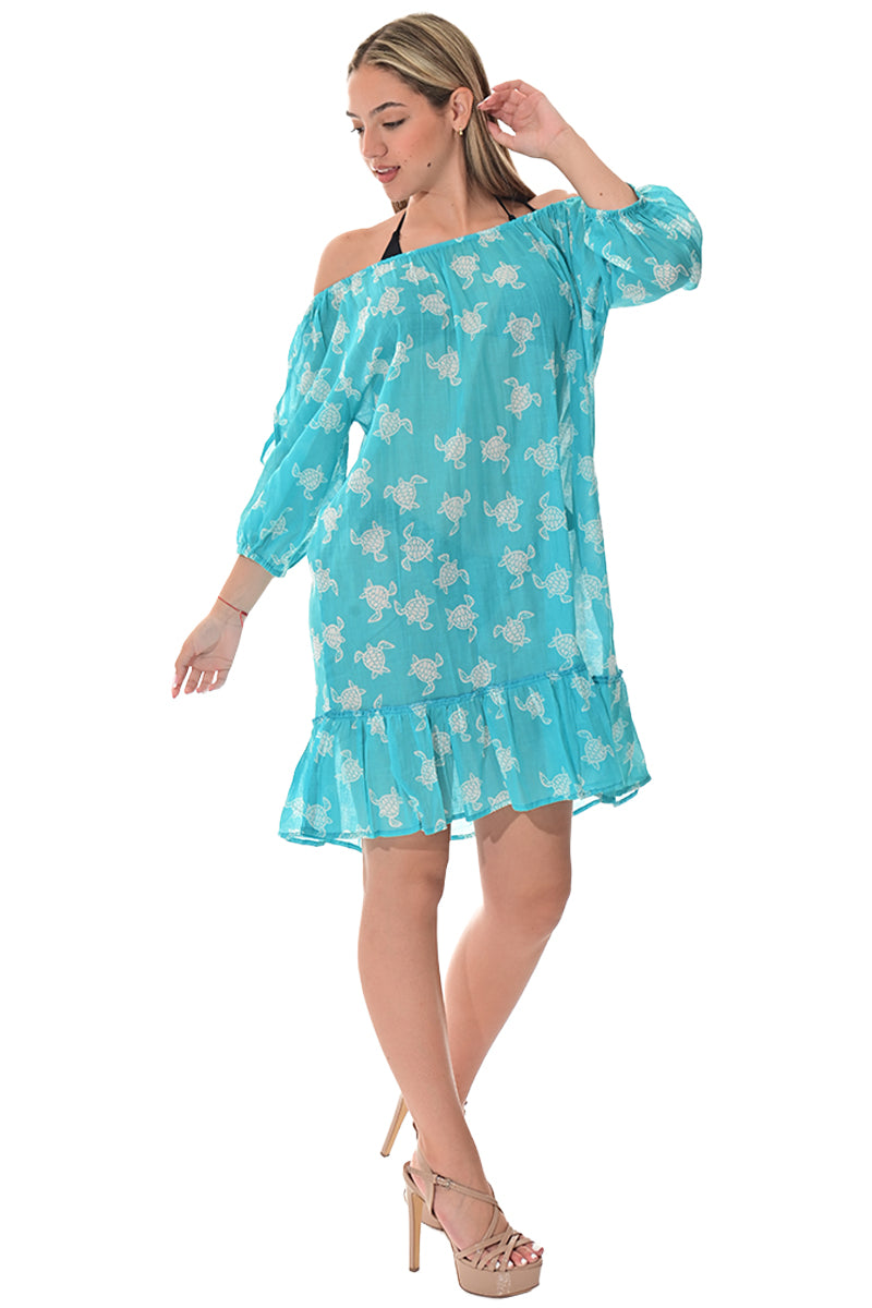 Swimsuit Cover-Up Off-the-Shoulder Turtle Print by AZUCAR - LCD3588 - 6 PCS/PRE-PACK