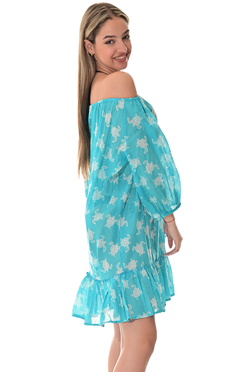 Swimsuit Cover-Up Off-the-Shoulder Turtle Print by AZUCAR - LCD3588 - 6 PCS/PRE-PACK