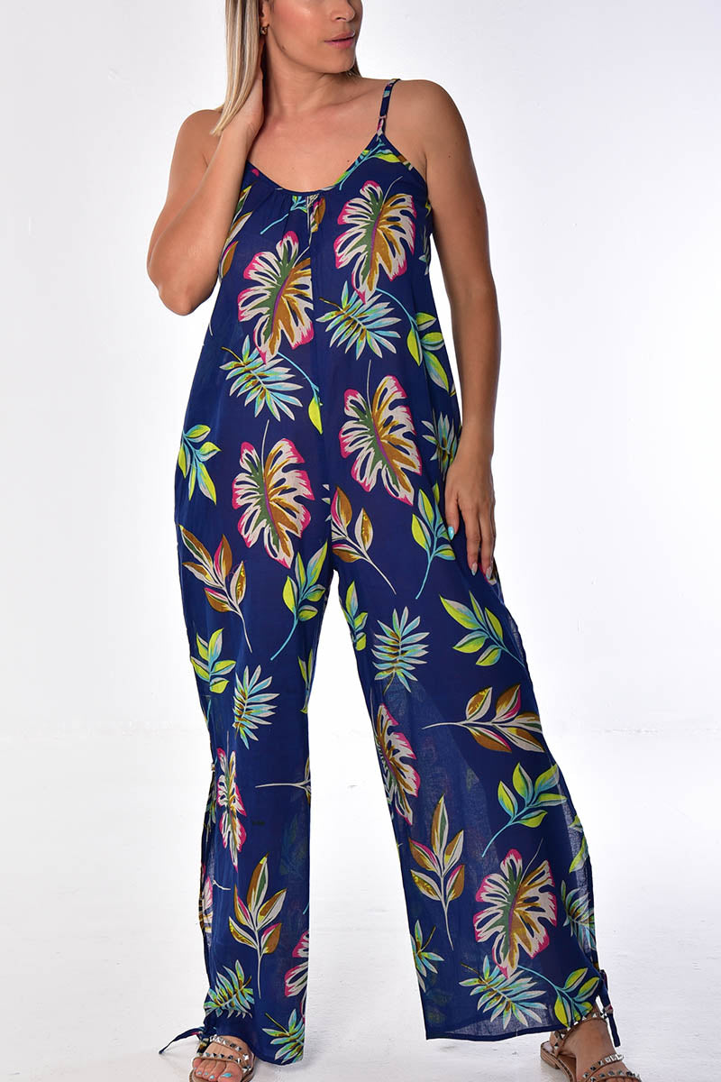 Women's Jumper Wide Leg with Side Slits Loose Fit by AZUCAR - ROYAL PRINT - Color Options - LCJ1359 - 6 PCS/PRE-PACK
