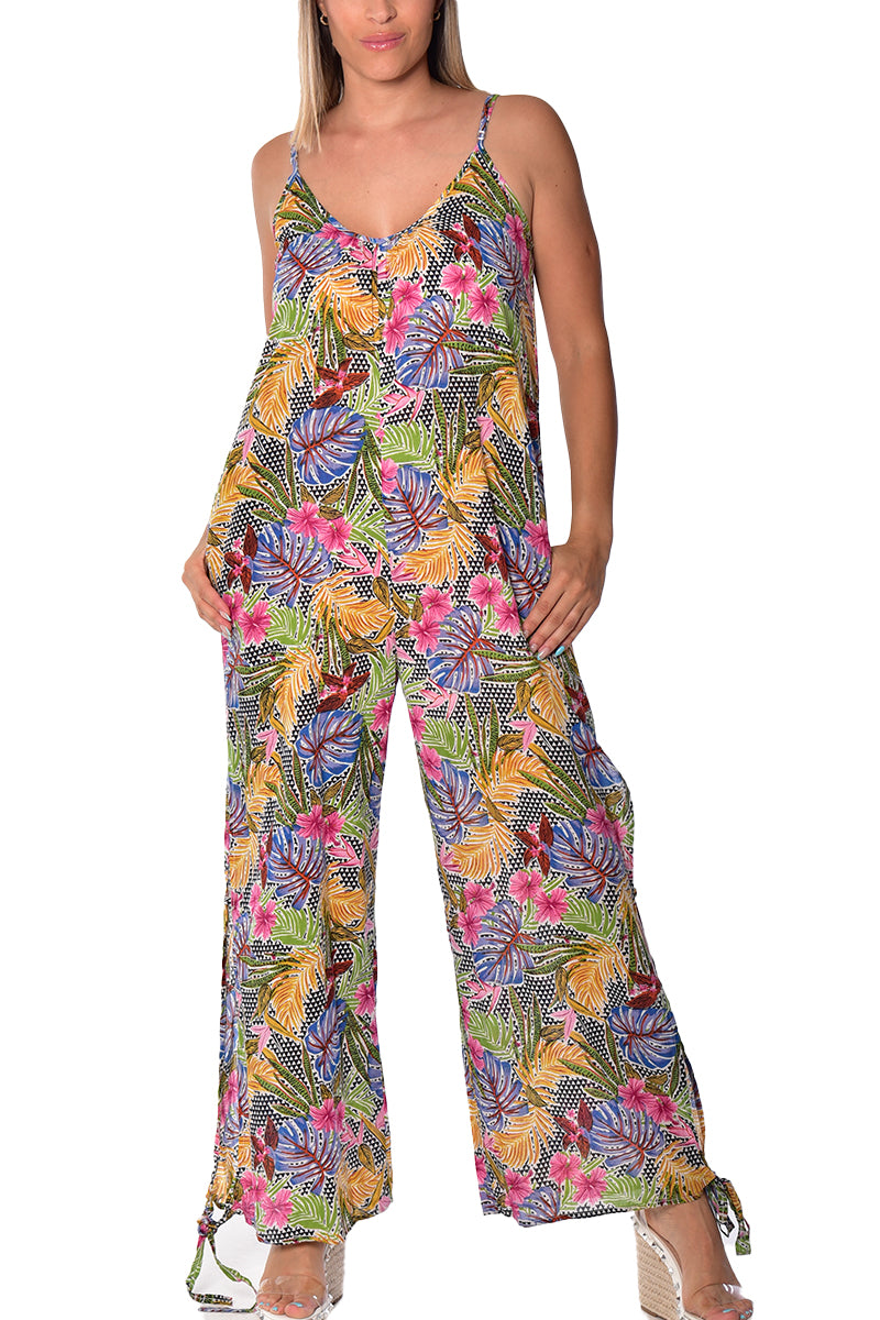 Women's Jumper Wide Leg Side Slits Loose by Azucar - GREEN/BLUE - Color Options - LCJ1359 - 6 PCS/PRE-PACK