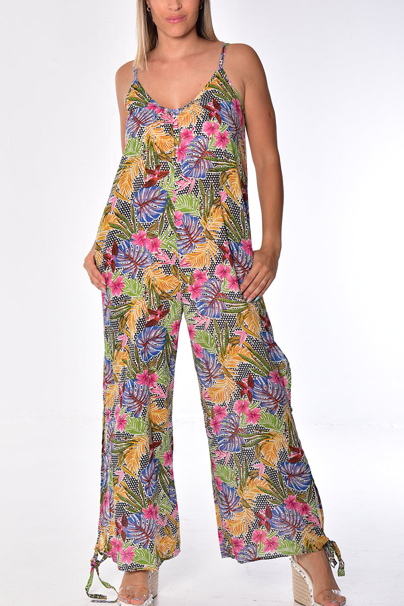 Women's Jumper Wide Leg with Side Slits Loose Fit by AZUCAR - ROYAL PRINT - Color Options - LCJ1359 - 6 PCS/PRE-PACK