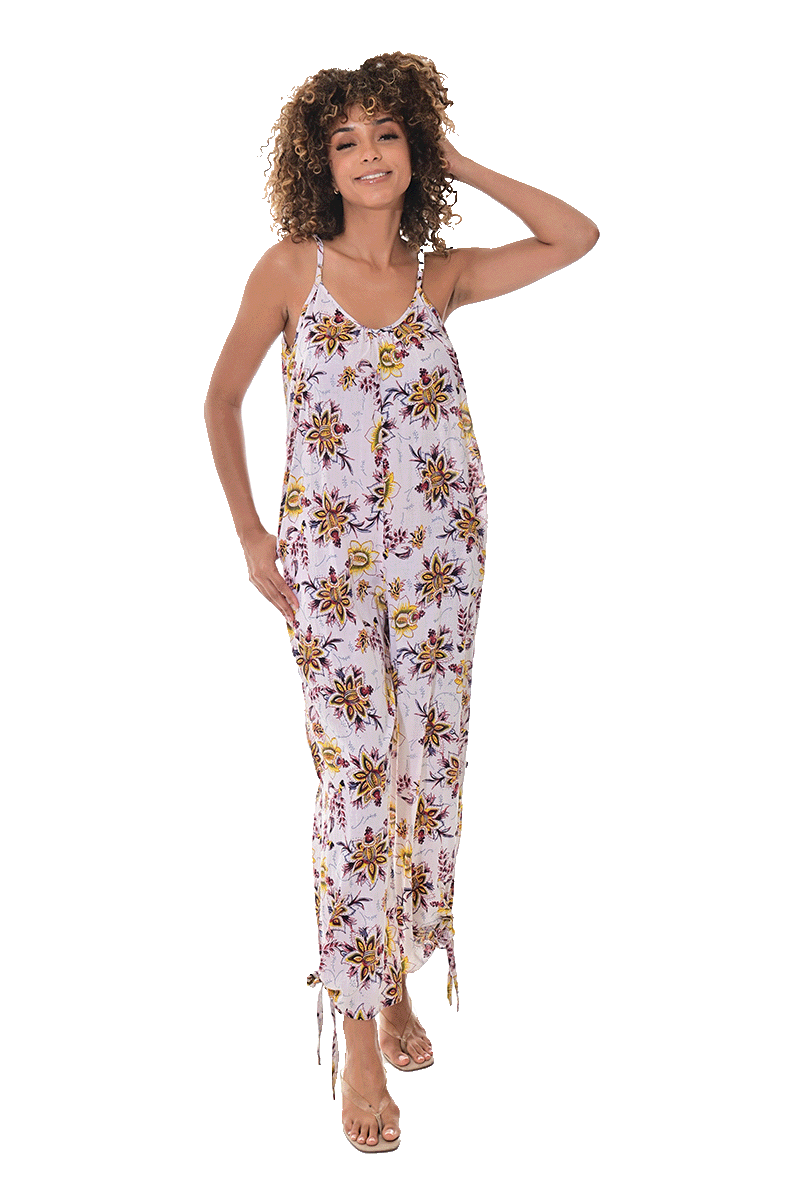 Women's Jumper Wide Leg with Side Slits Loose Fit by AZUCAR - IVORY/YELLOW - Color Options - LCJ1359 - 6 PCS/PRE-PACK