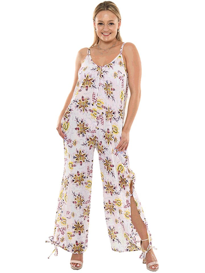 Women's Jumper Wide Leg with Side Slits Loose Fit by AZUCAR - IVORY/YELLOW - Color Options - LCJ1359 - 6 PCS/PRE-PACK