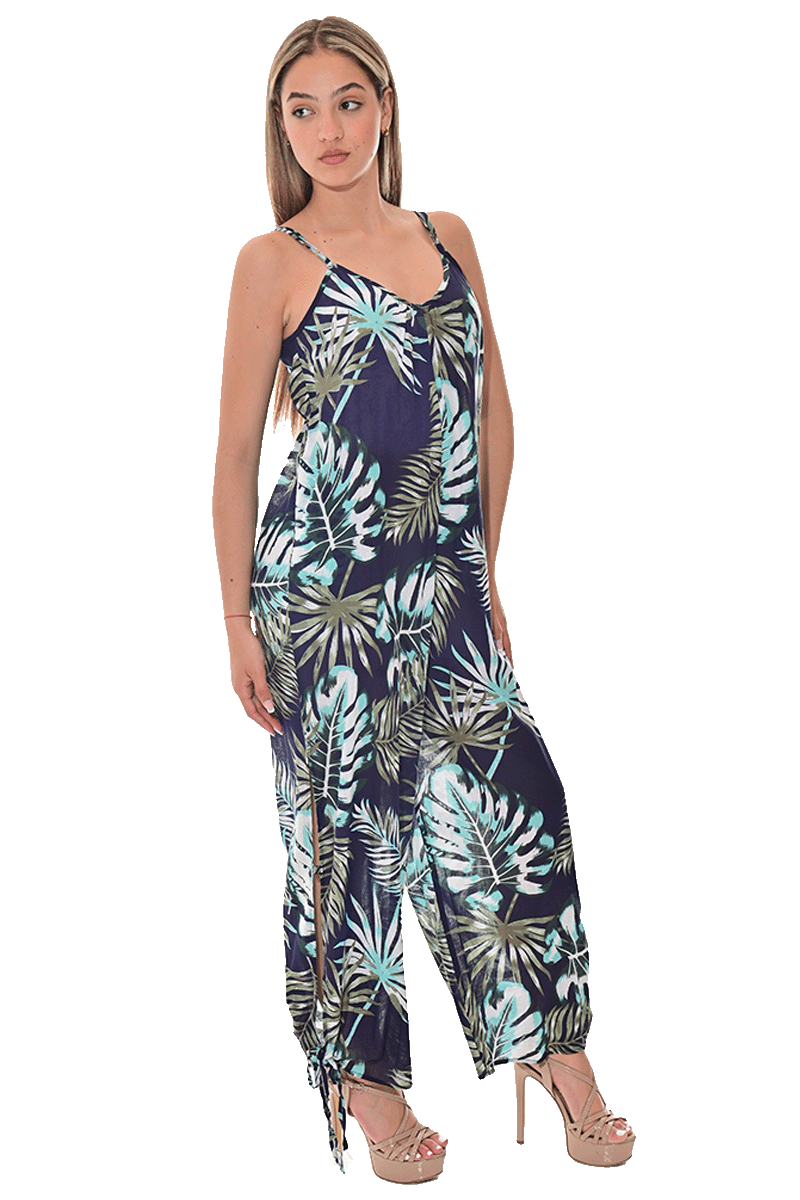 Women's Jumper Wide Leg with Side Slits Loose Fit by AZUCAR - ROYAL PRINT - Color Options - LCJ1359 - 6 PCS/PRE-PACK