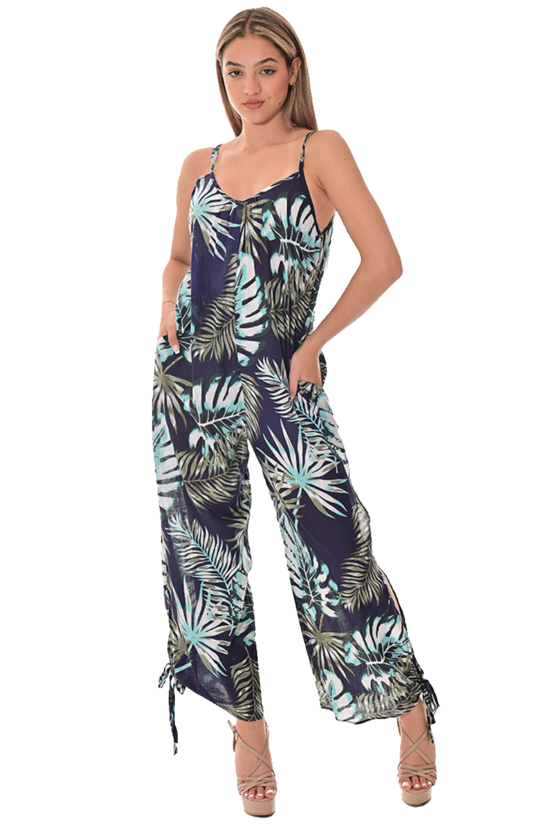 Women's Jumper Wide Leg with Side Slits Loose Fit by AZUCAR - ROYAL PRINT - Color Options - LCJ1359 - 6 PCS/PRE-PACK