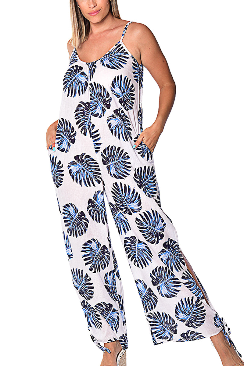 Women's Jumper Wide Leg with Side Slits Loose Fit by AZUCAR - ROYAL PRINT - Color Options - LCJ1359 - 6 PCS/PRE-PACK