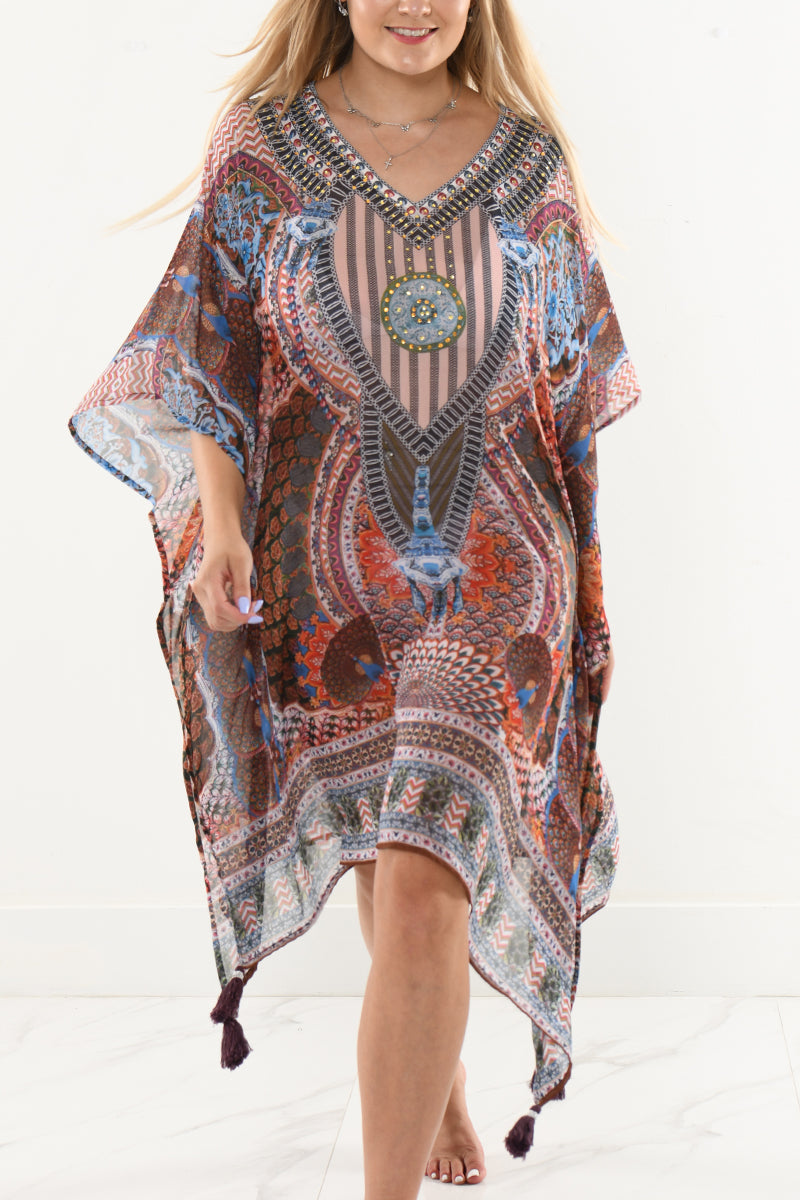 Women's Swim Cover-Up Sheer Chiffon Bohemian Style Square by AZUCAR - LCT245 - 6 PCS/PRE-PACK