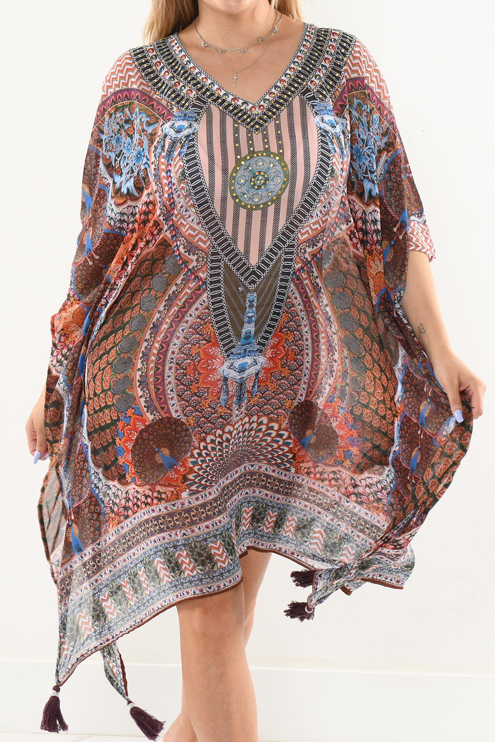 Women's Swim Cover-Up Sheer Chiffon Bohemian Style Square by AZUCAR - LCT245 - 6 PCS/PRE-PACK