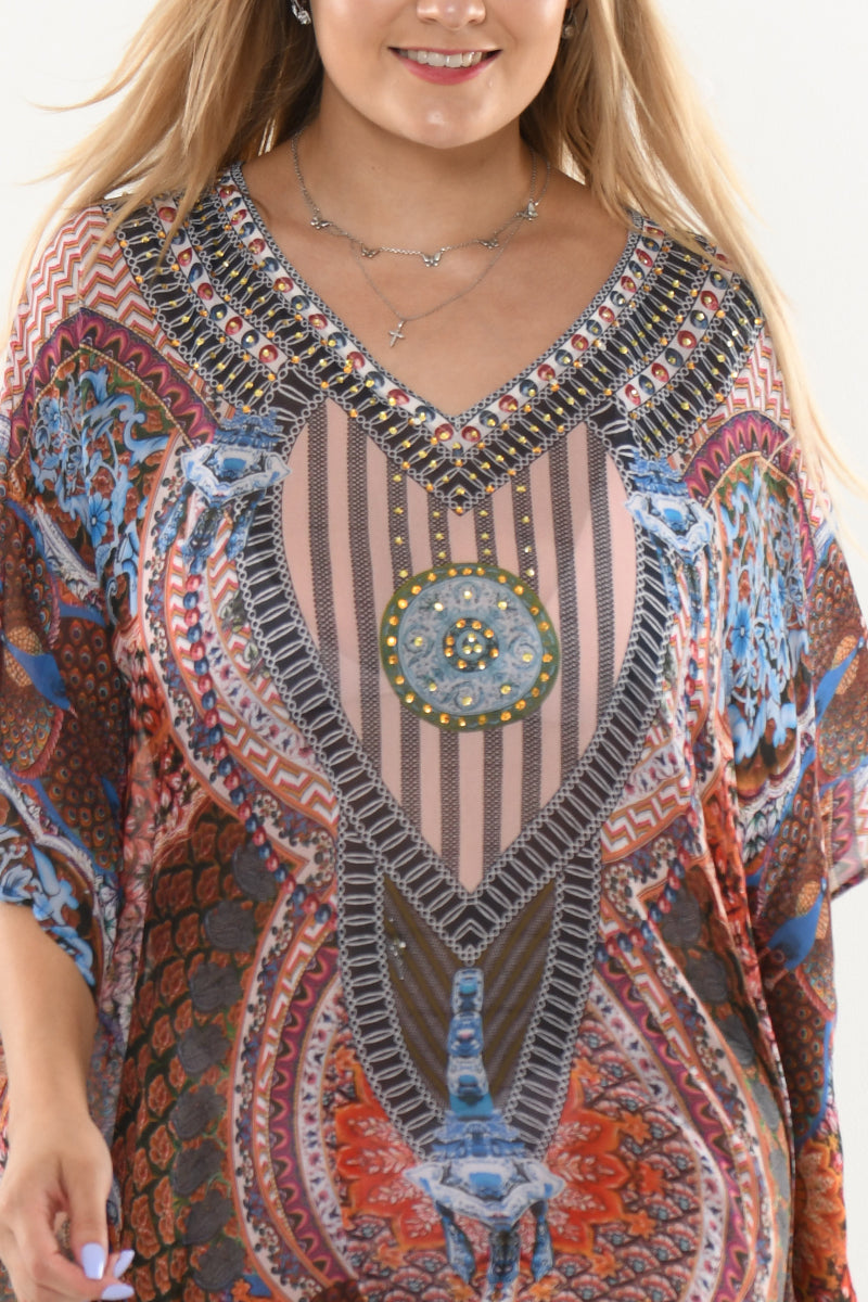 Women's Swim Cover-Up Sheer Chiffon Bohemian Style Square by AZUCAR - LCT245 - 6 PCS/PRE-PACK
