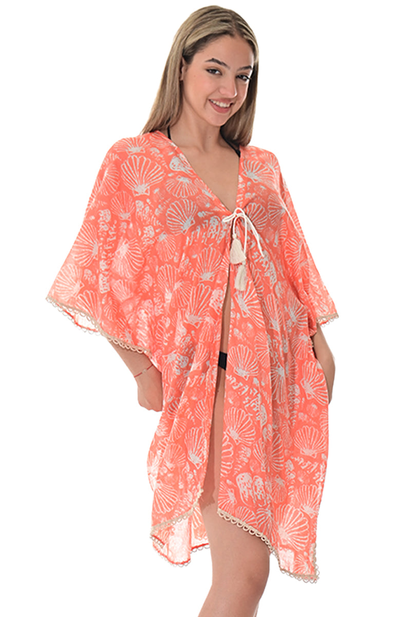 Swimsuit Cover-Up Square Sea Shells Coral Color by AZUCAR - LCT3584 - 6 PCS/PRE-PACK