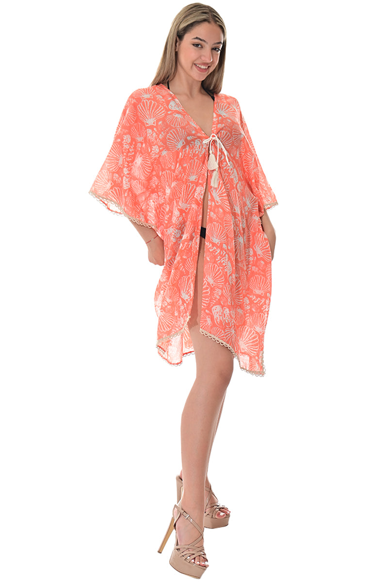 Swimsuit Cover-Up Square Sea Shells Coral Color by AZUCAR - LCT3584 - 6 PCS/PRE-PACK