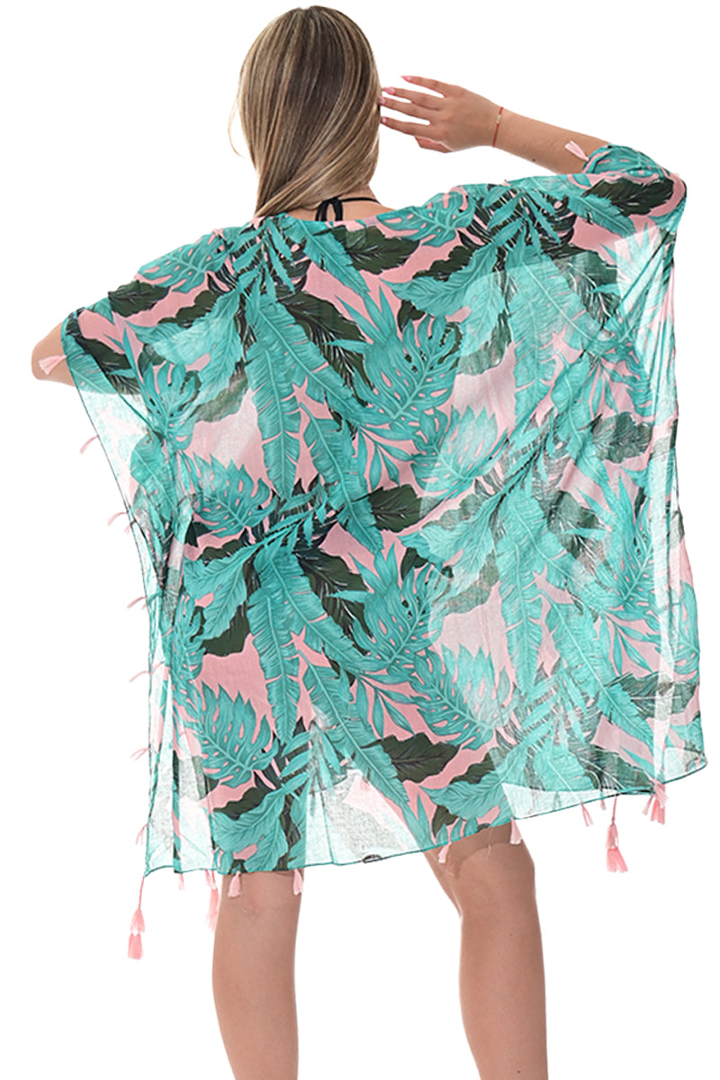 Swimsuit Cover-Up Tunic Palms GREEN PRINT Color by AZUCAR - LCT3593 - 6 PCS/PRE-PACK