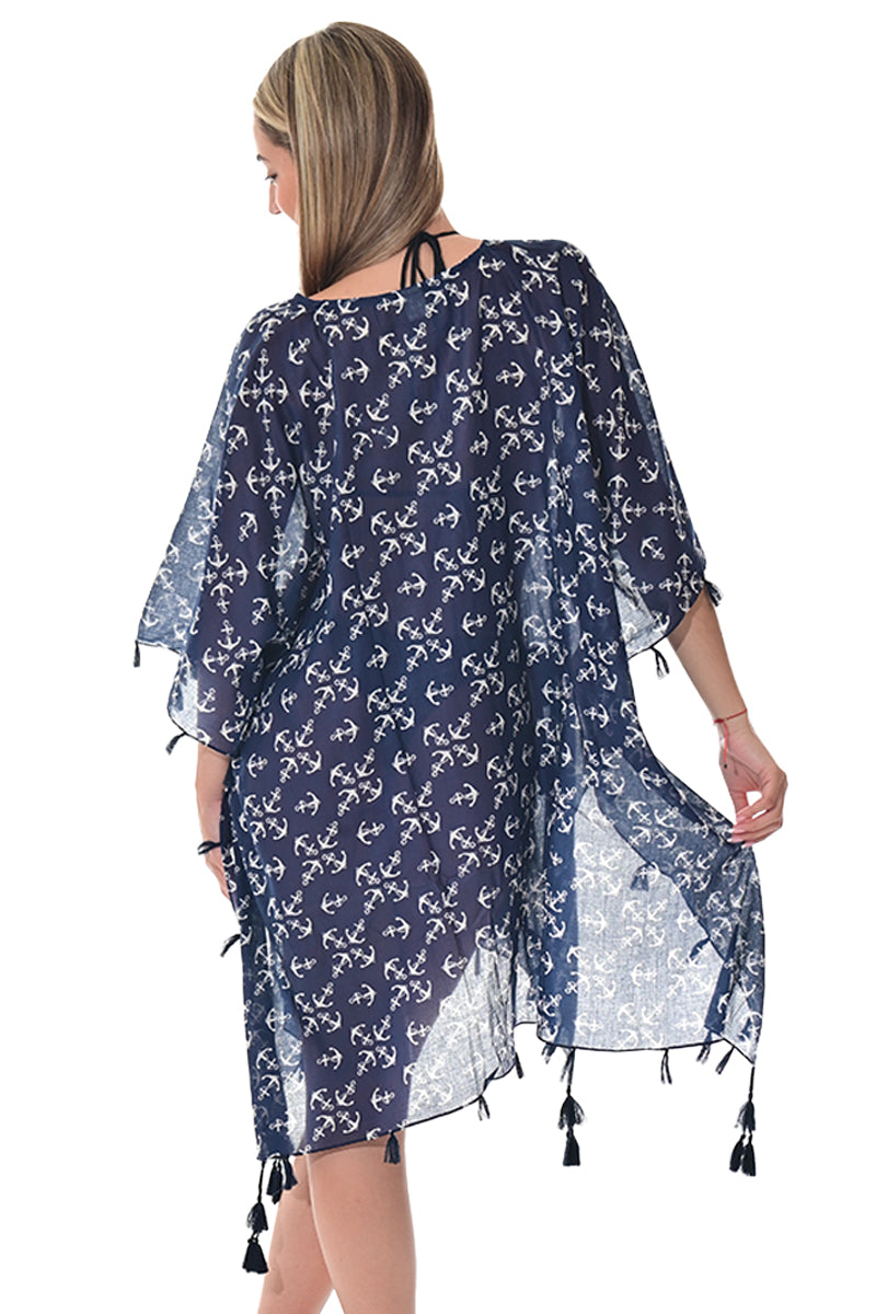 Swimsuit Cover-Up Tunic Anchor NAVY PRINT Color by AZUCAR - LCT3594 - 6 PCS/PRE-PACK