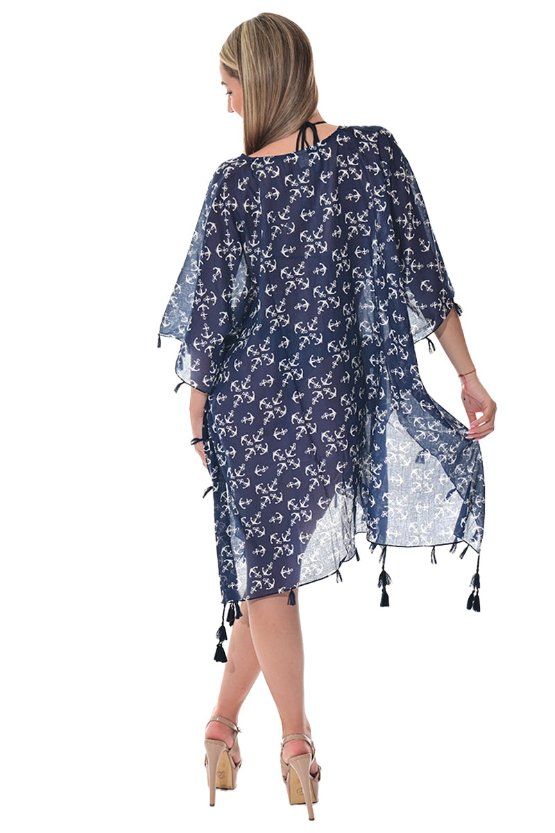 Swimsuit Cover-Up Tunic Anchor NAVY PRINT Color by AZUCAR - LCT3594 - 6 PCS/PRE-PACK