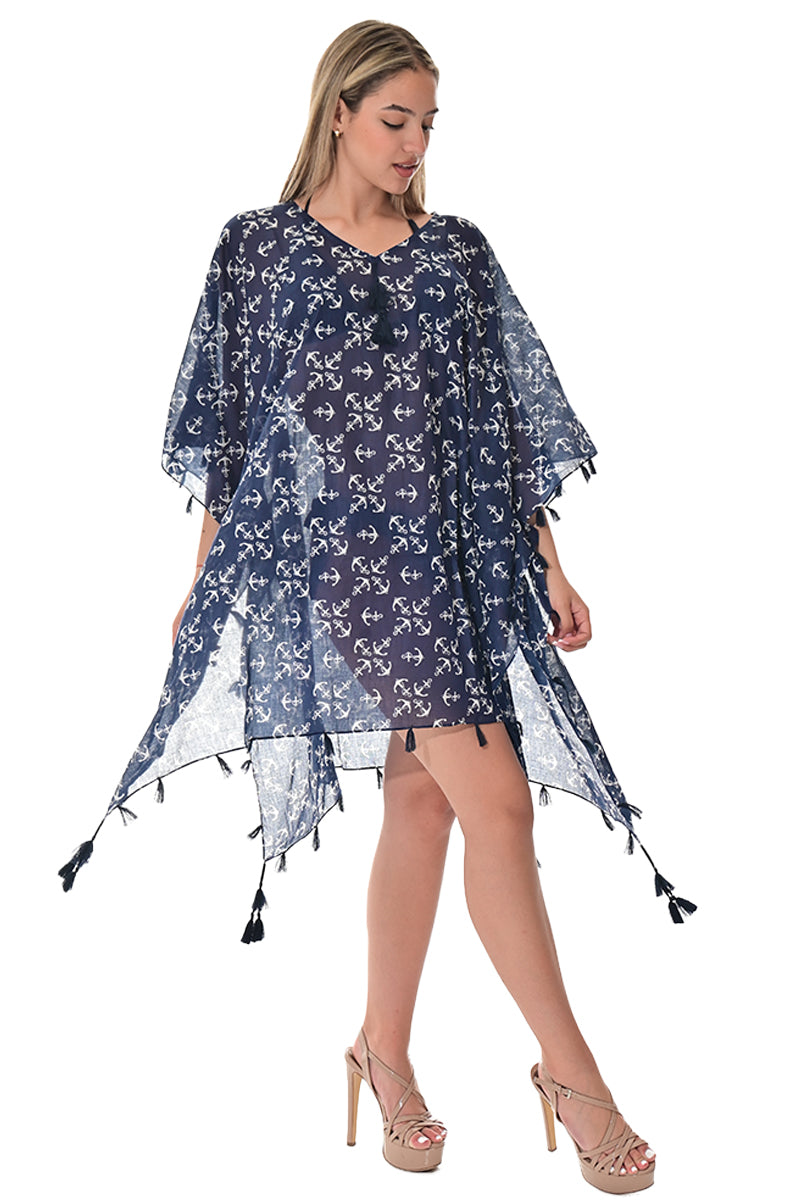 Swimsuit Cover-Up Tunic Anchor NAVY PRINT Color by AZUCAR - LCT3594 - 6 PCS/PRE-PACK