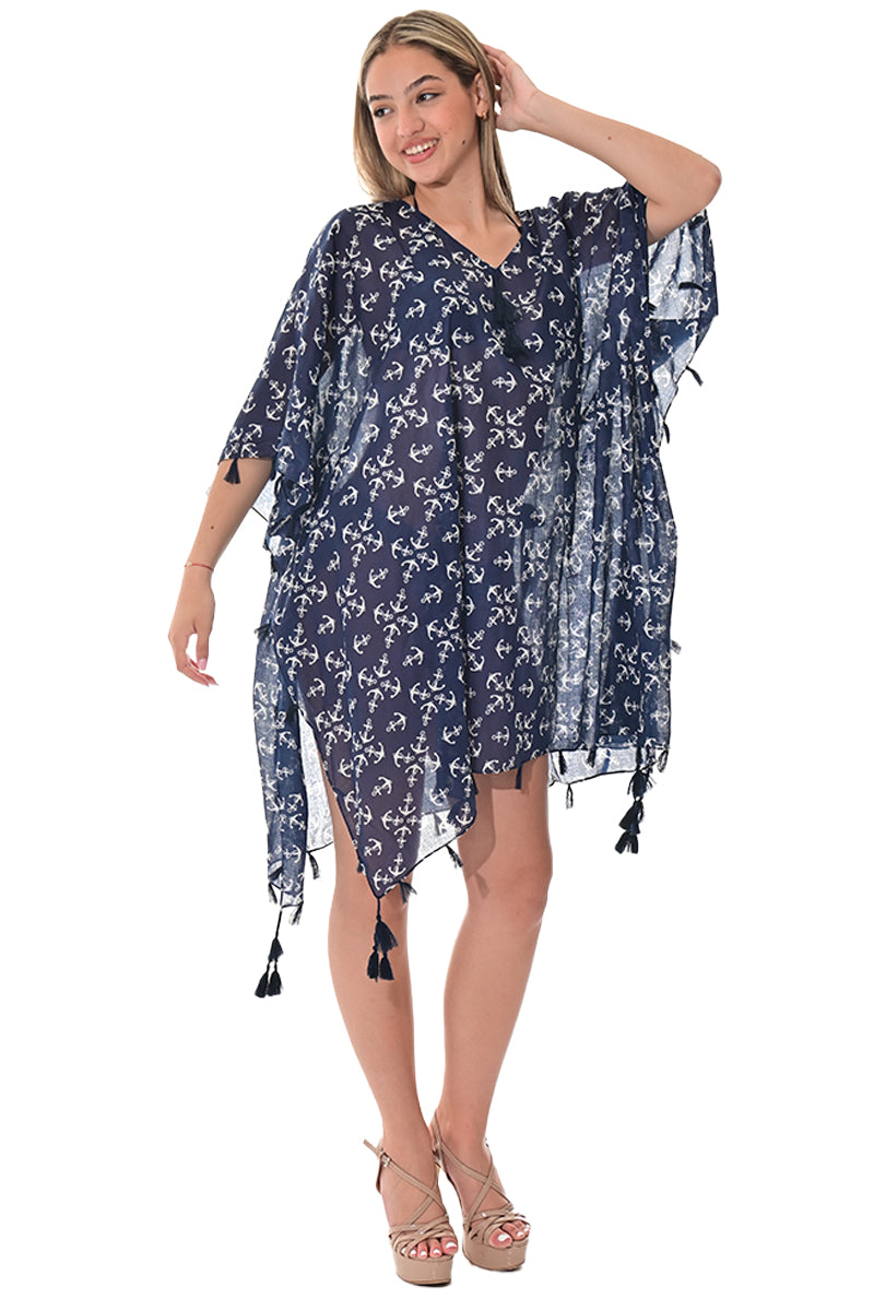 Swimsuit Cover-Up Tunic Anchor NAVY PRINT Color by AZUCAR - LCT3594 - 6 PCS/PRE-PACK