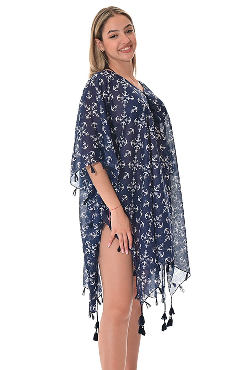 Swimsuit Cover-Up Tunic Anchor NAVY PRINT Color by AZUCAR - LCT3594 - 6 PCS/PRE-PACK