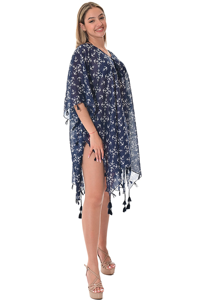 Swimsuit Cover-Up Tunic Anchor NAVY PRINT Color by AZUCAR - LCT3594 - 6 PCS/PRE-PACK