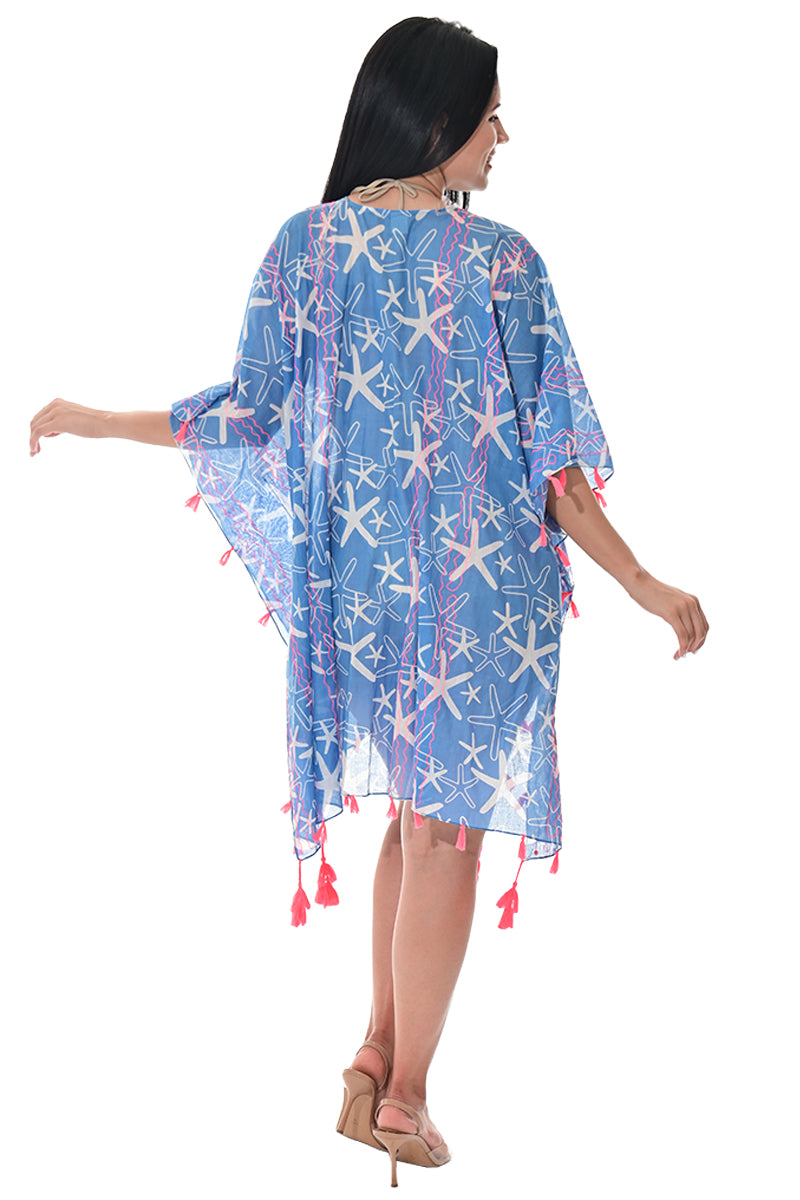 Swimsuit Cover-Up Tunic Star Fish BLUE PRINT Color by AZUCAR - LCT3599 - 6 PCS/PRE-PACK