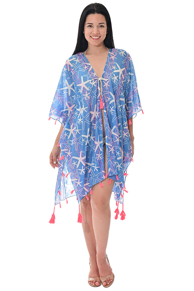 Swimsuit Cover-Up Tunic Star Fish BLUE PRINT Color by AZUCAR - LCT3599 - 6 PCS/PRE-PACK
