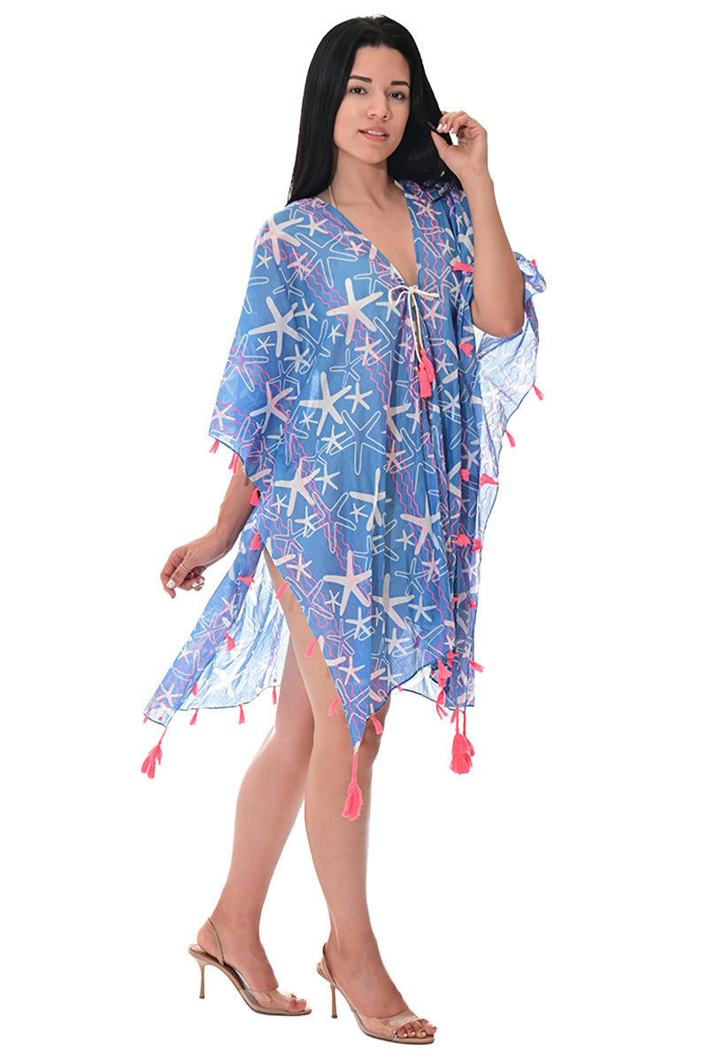 Swimsuit Cover-Up Tunic Star Fish BLUE PRINT Color by AZUCAR - LCT3599 - 6 PCS/PRE-PACK