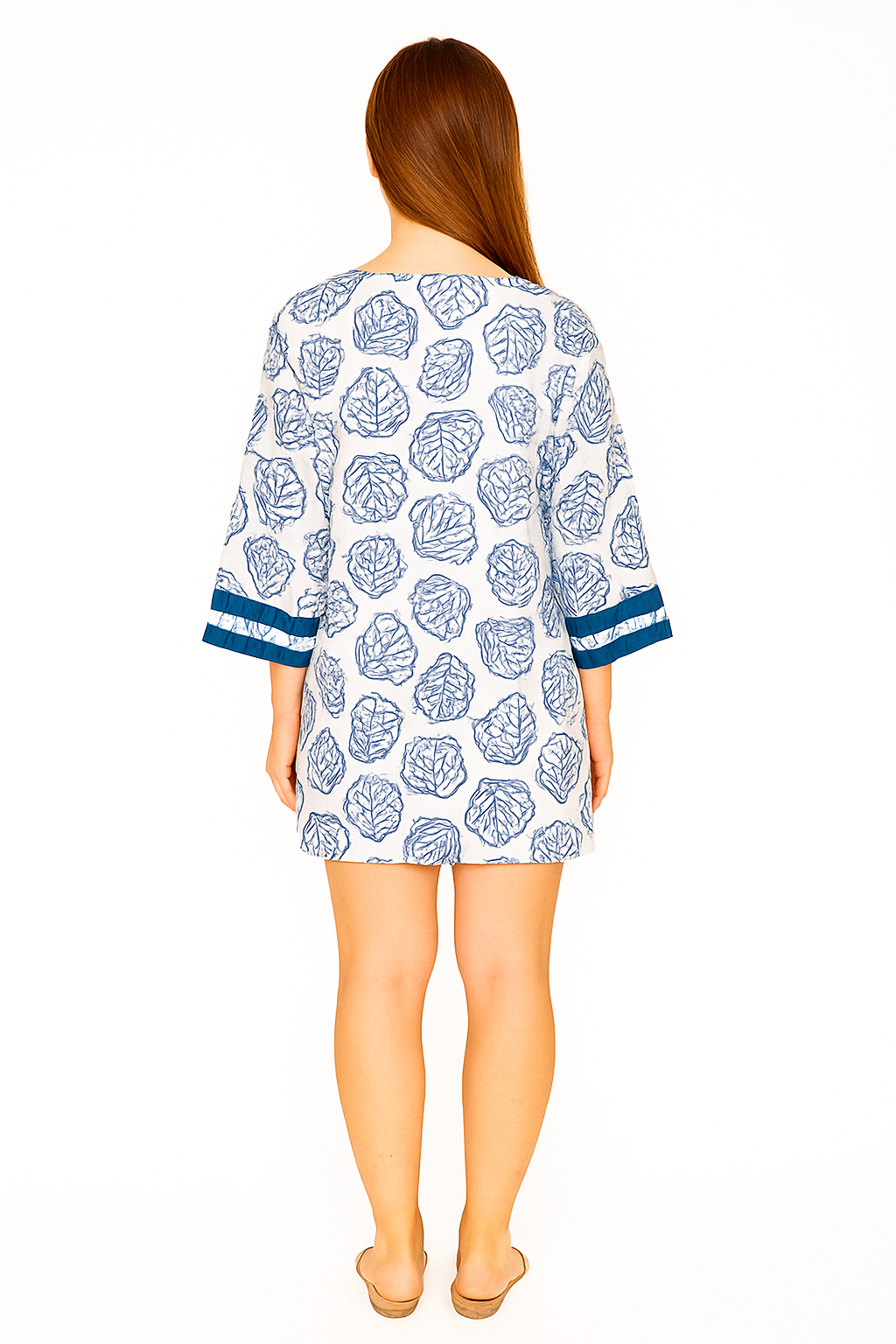 Swimsuit Cover-Up Tunic Sea Shell WHITE/BLUE Color by AZUCAR - LCT3692 - 6 PCS/PRE-PACK