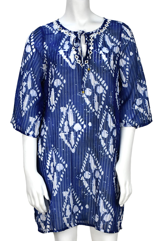 Swimsuit Cover-Up Tunic Sheer NAVY by AZUCAR - LCT3720 - 6 PCS/PRE-PACK