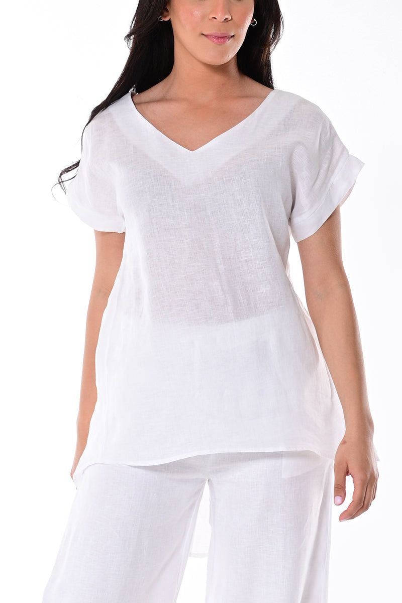 Ladies Short Sleeve V-Neck Hi-Low Blouse by AZUCAR RED - LLB1382 - 6 PCS/PRE-PACK