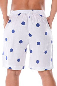 Ladies Linen Shorts Bermuda Polka-Dot w/Pockets-WHITE/NAVY-Color Options-LLH1727 - 6 PCS/PRE-PACK