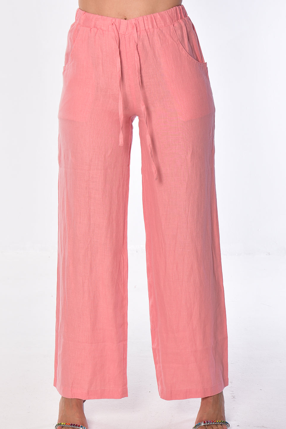 Ladies Linen Pants Draw String w/Pockets by AZUCAR -P. ROSE-Color Options - LLP1313 - 6 PCS/PRE-PACK