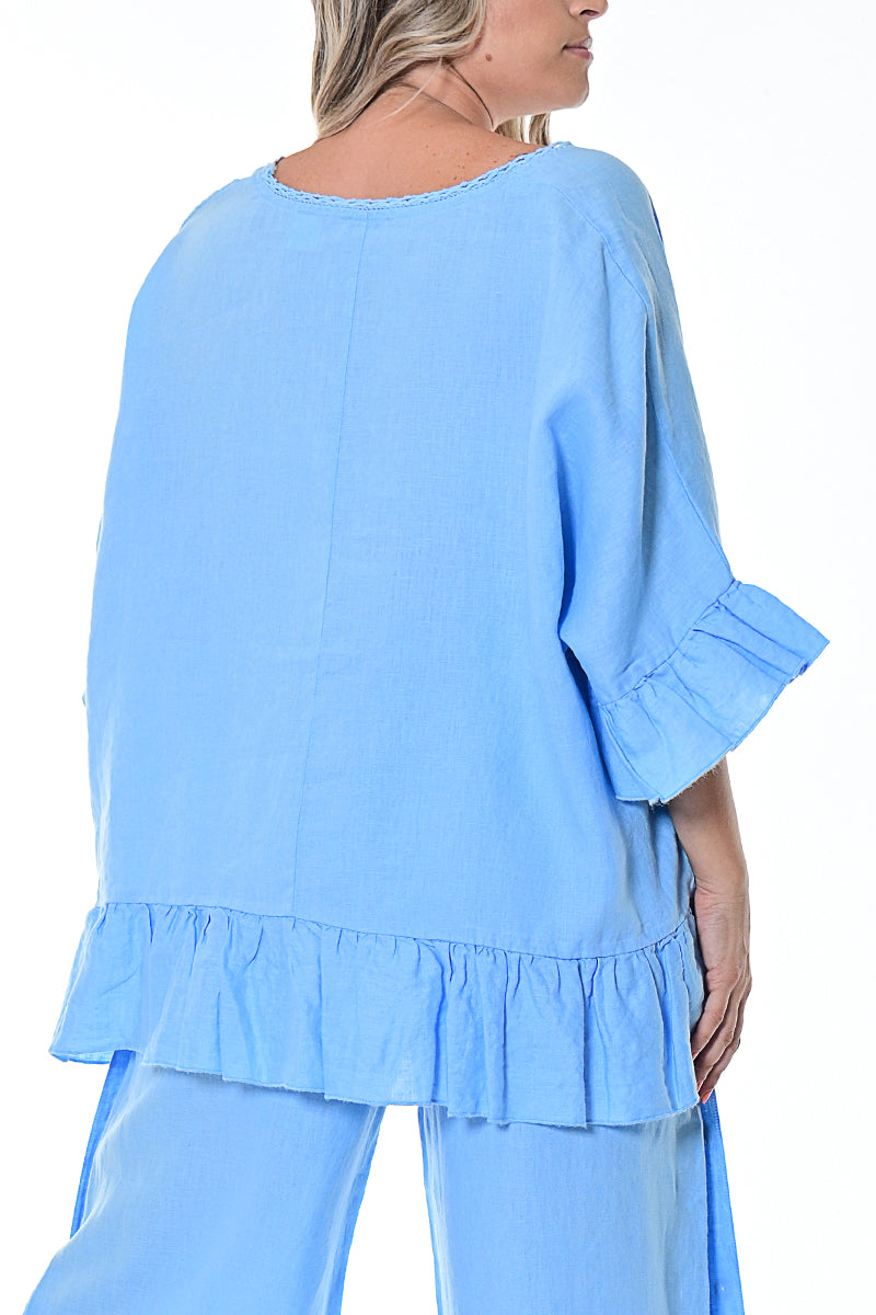 Ladies Butterfly Top Wide Neck Ruffled Hem by AZUCAR-IVORY/BEIGE -Color Options - LLWB114- 6 PCS/PRE-PACK
